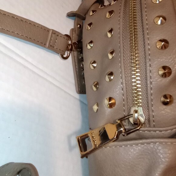 Bebe Mini Taupe Backpack w/ Gold Studs - Picture 5 of 9